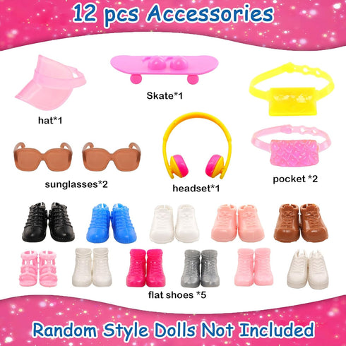 16 Pcs Doll Clothes and Accessories for 11.5 Inch Girl Dolls, Including Sports Suit, Shoes