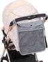 Dogxiong Portable Stroller Hanging Bag with Two Storage Pockets Stroller Bag Organizer for Nappy Baby Cloth/Bottle/Toy, Stroller Hanging Storage Net Bag, Grey