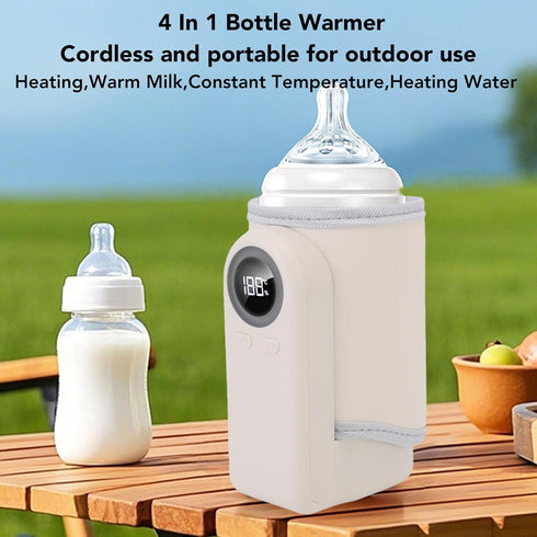 YUYTE Portable Bottle Warmer, Fast Heating Rechargeable Baby Milk & Water Warmer, Adjustable Travel Bottle Heater