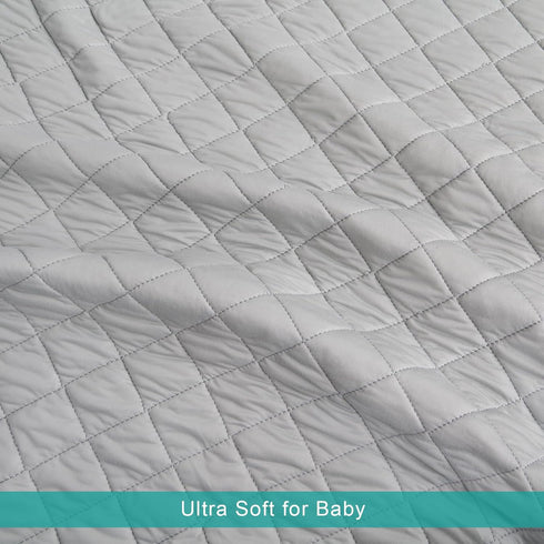 Toddler Comforter Blanket for Daycare, Baby Crib Nap Quilted Blanket 30"x40", Lightweight Grey Swaddle for Kids