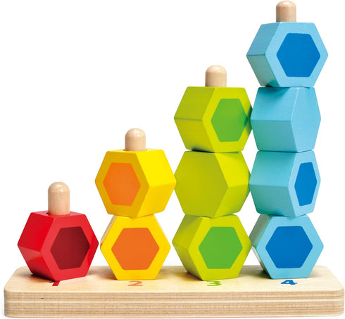 ODYSSEY Hape Stacking Music Set, Colorful 6 Piece Wooden Musical Box Toy for Kids 18 Months+