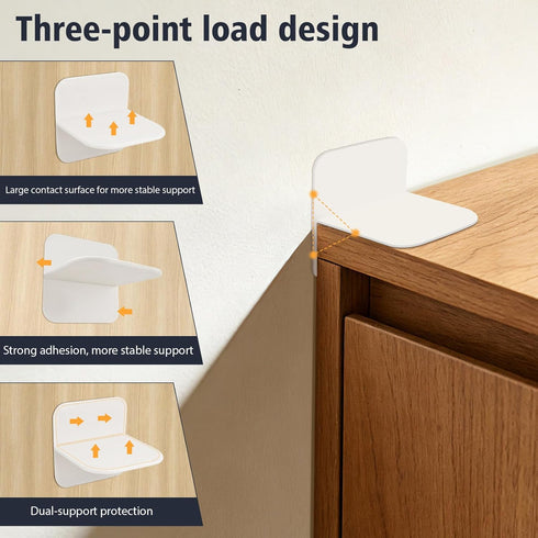 Quxddy 12-Pack No-Drill Heavy Duty Furniture Anchors, Adhesive Anti-Tip Wall Straps and Mounting Kit for Securing