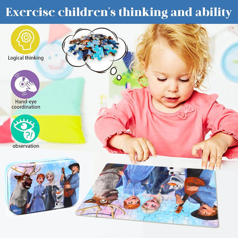 Puzzles for Kids Ages 4-8, 60 Pieces in a Metal Box, Educational Jigsaw Puzzle Toys for Boys and Girls