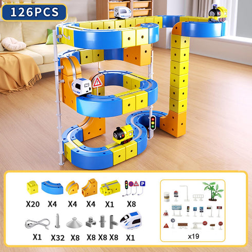 Set 4 5 6 7 8, 3-5, 3D Electric Train Flexible Race Track for Kids Car Track for Toddlers Building Toy Train Track