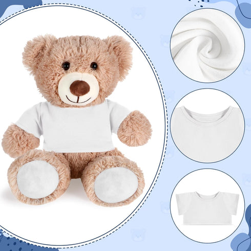 Bear Tee Shirt for 14-18 Inch Bear Clothes, Basic Stuffed Animal Shirt in White