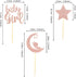 24 PCS Rose Gold Baby Girl Cupcake Toppers with Moon Star Glitter for Birthday Party Cake Decorations