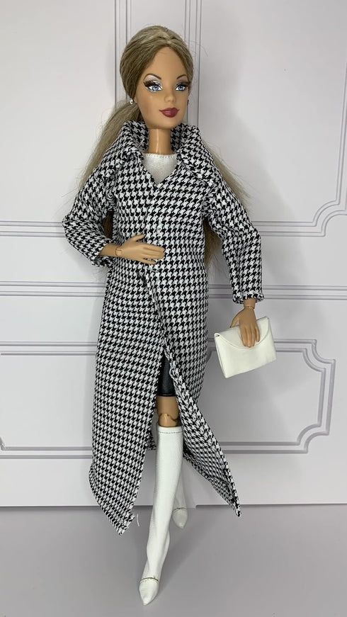 Eledoll Deluxe Fashion Pack - BOSS LADY Clothes for 12" Fashion Doll, Black & White Houndstooth Set