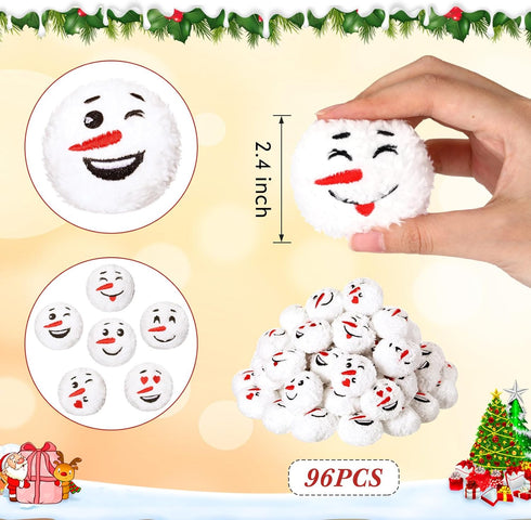 Hiboom 96 Pcs Plush Snowball for Indoor Outdoor Snowball Fights, Soft Fake Snowballs for Christmas Snowball Fight
