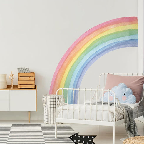 55"x63" Large Rainbow Wall Stickers, Mural Watercolor Half Rainbow Wall Decals Peel and Stick Vinyl Wall Art Decor