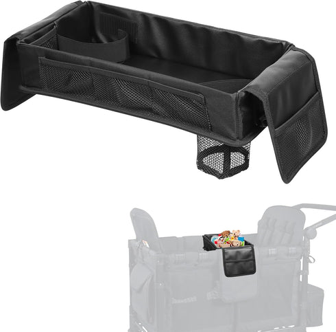 Stroller Snack Tray with Anti-Falling Bottle Holders for Wonderfold Wagon,Waterproof Faux Leather