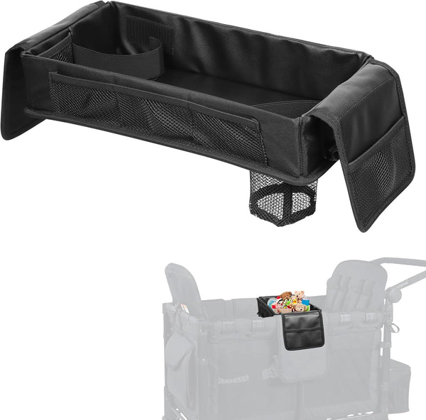 Stroller Snack Tray with Anti-Falling Bottle Holders for Wonderfold Wagon,Waterproof Faux Leather
