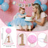 DESGLITAIR 0-12 Baby First Birthday Party Decorations Pink High Chair Banner Crown Cake Topper Months Potho Banner