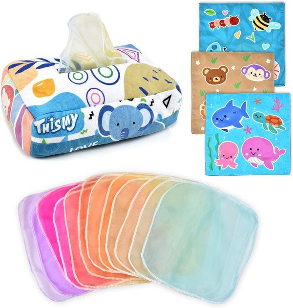 Baby Toys 6-12 Months, Tissue Toy Montessori for Babies, Soft Contrast Crinkle Sensory Toys