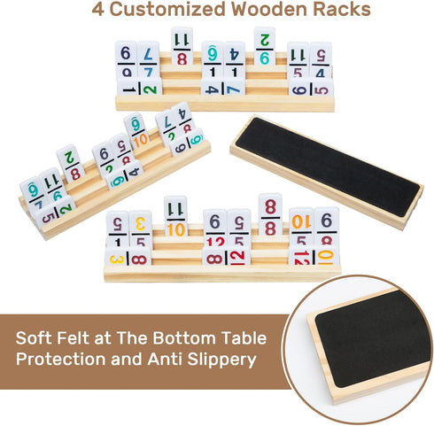 Set 4 12 Set 4 91 12 Set Mexican Train Dominoes with Numbers and Wooden Trays/Racks, Double Dominos Travel with Tiles
