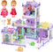 randhar Lilac Purple Doll House for Girls, Dream Dollhouse 9 Rooms with 2