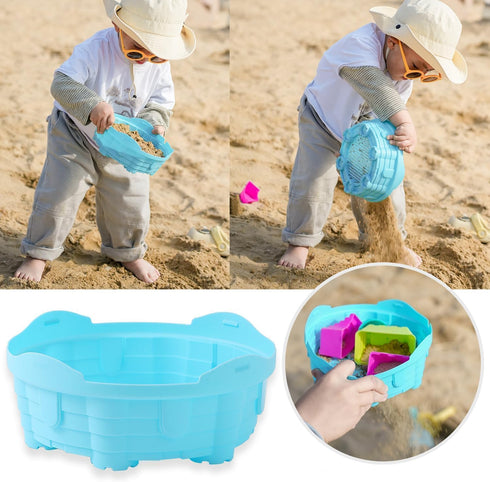 Egashow 8 Playset, 2 1 Set PCS Kids Collapsible Bucket Beach Sand Toys Sensory Portable Sandbox Digging Toys Including