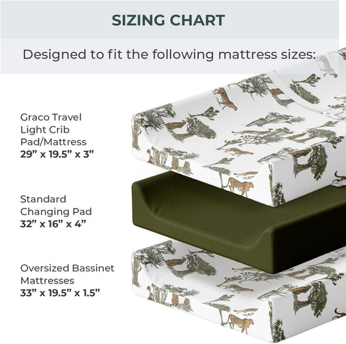 2 Pack Pobi Baby - Premium Quality Changing Pad Cover - Ultra-Soft Cotton Blend, Stylish Animal Woodland Pattern, Safe