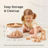 MEEYOO 100pcs 1-3, Natural Beech Wooden Building Blocks for Toddlers Wooden Blocks for Baby Shower with Storage Bucket