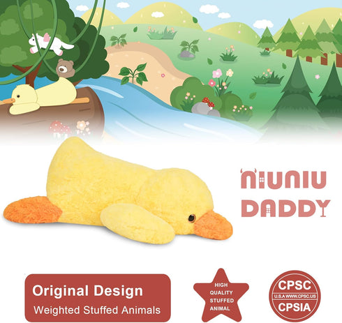 20" 3.3 Niuniu Daddy | Pound Weighted Duck Stuffed Animals for Adults Kids, Giant Weighted Yellow Duck Plush Toy