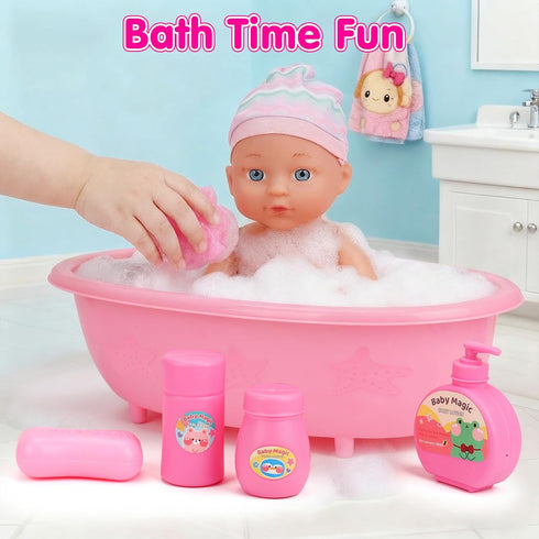 Set 3-5 4-6 5-7, Playset 11" 20PCS 2 3 4 5 Baby Doll Stroller Toys for Girls Toddlers Baby Doll with Doll, Bathtub