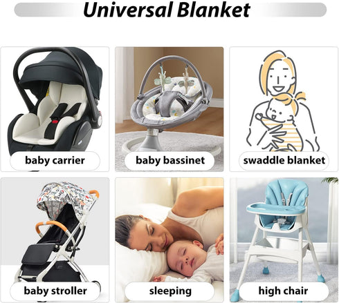 Miracle Baby Car Seat Covers, 100% Cotton Winter Minky Baby Swaddle Blanket, Soft Thick Baby Swaddling Blanket for