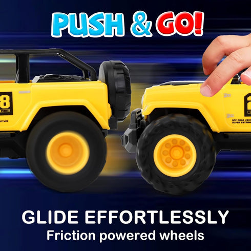 3-4, Set, 3 4 5 6 Toddler Boy Toys for Ages Friction Powered Truck Toys Vehicles Durable Push Cars for Indoor Outdoor