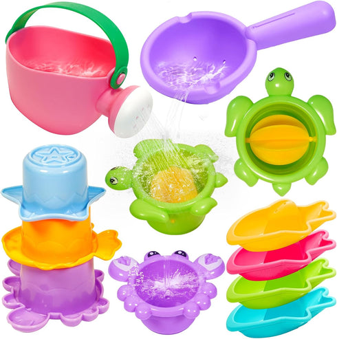 MKICLECER 10PCS Baby Bath Toys for Kids Ages 1-3 Mold Free Water Toys