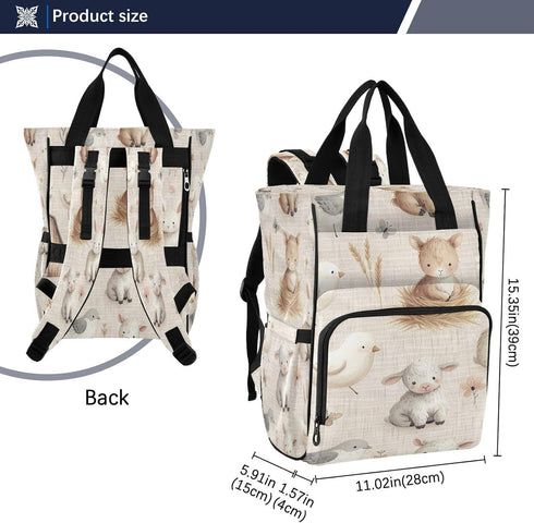 YANENDIE Backpack, Backpack Backpack Farm Animals Diaper Bag Unisex Travel Baby Diaper Bags with Stroller Straps