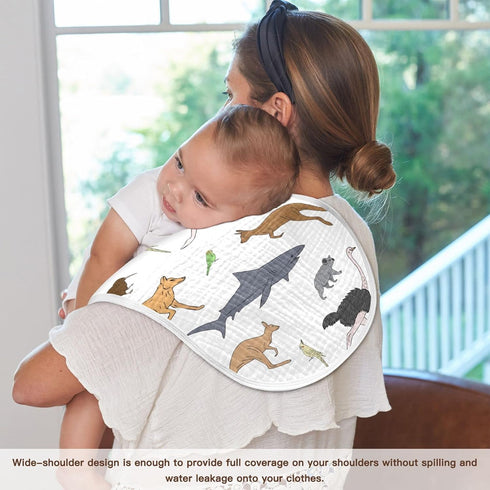 Australian Animal Koala Kangaroo Muslin Burp Cloths for Baby, 2 Pack 100% Cotton Washcloths for Boy and Girl