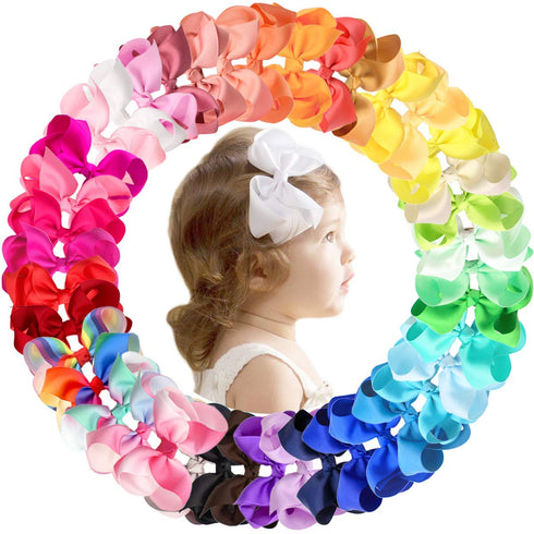 CÉLLOT 40 Pieces 4.5 Inch Hair Bows for Girls - Clips Grosgrain Ribbon Boutique Hair Bow Alligator Clips for Girls