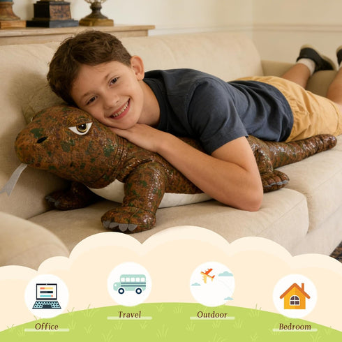 32" MorisMos Giant Komodo Dragon Stuffed Animal Pillow, Plush Komodo Dragon Toy for Kid Girl Boy Birthday Gift