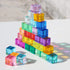 Rainbow Crystal Acrylic Cubes, Children Learning Color Light Shadow Toy, 32PCS Stacking Gem Blocks