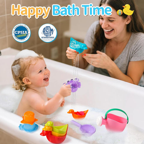 1-3 10 1 2 3 4 5 6 Toddler Bath Toys for Kids Ages PCS Baby Bath Toys Mold Free with Multi Color & Shape Stacking Cups