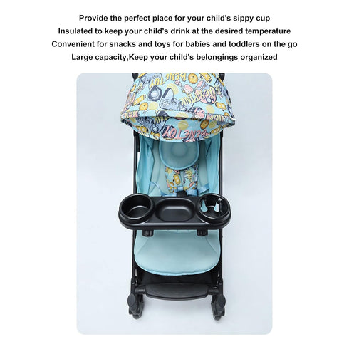Stroller Snack Tray, Universal Tray with Insulated Cup Holder, Snack and Drink Organizer for Babies