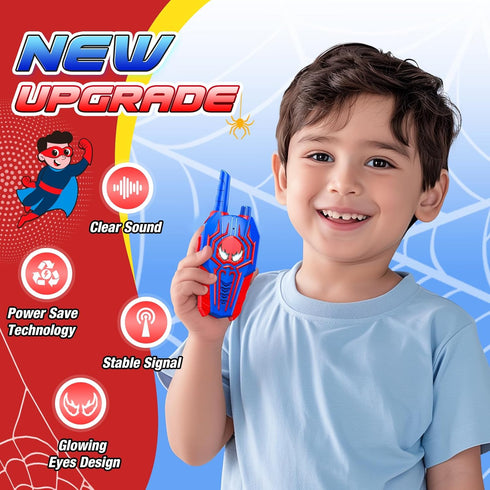Spider Walkie Talkies for Kids Ages 3-8, 2 Pack Camping 2 Way Radio Outdoor Toy Birthday Gift for Boys
