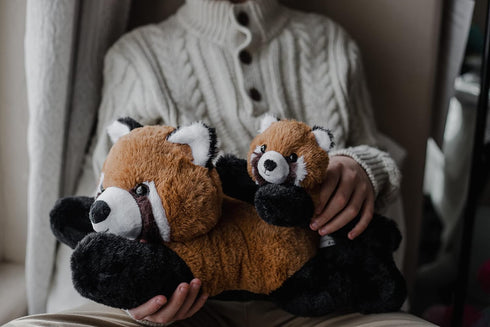 Mother & Baby Red Panda Plush Set | Super Soft Stuffed Animal for Kids' Bedroom | 17-in Plushies