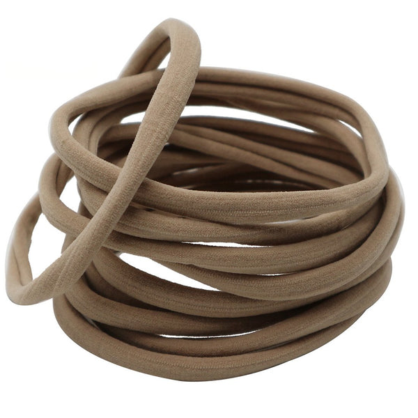 XIMA 40 Pack Nylon Headband, Newborn DIY Soft Elastic Hairbands for Baby Girls, Tan-40pcs