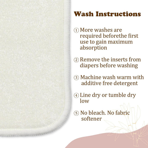 5-Layer Diaper(6 Pack) Mama Koala Natural Baby Cloth Diaper Inserts with Snaps, Adjustable and Reusable for Any Baby