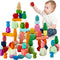 MEGRANATE 58PCS Montessori Wooden Stacking Rocks Toys Colorful Stacking Stones Building Blocks Games
