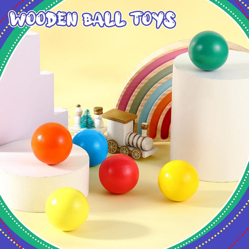 Bucherry 12 Pcs Montessori Wooden Balls, 1.8 Inch Educational Counting Toy, Replacement Ball for Preschool Learning