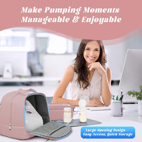 10 Packs Breast Pump Bag with Insulated Cooler, Double-Layer Pumping Bag for Work & Travel, Fits Most Electric Breast