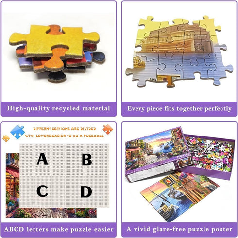 Jigsaw Puzzles for Adults 1000 Pieces, Charming Streets Scene 1:1 Poster, Home Decor Gift for Men Women Elders