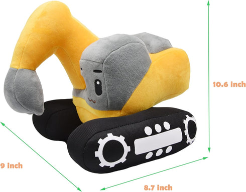 Soft Excavator Stuffed Construction Toy, Cute Plush Digger Truck, Excellent Gift for Kids, 11 Inches