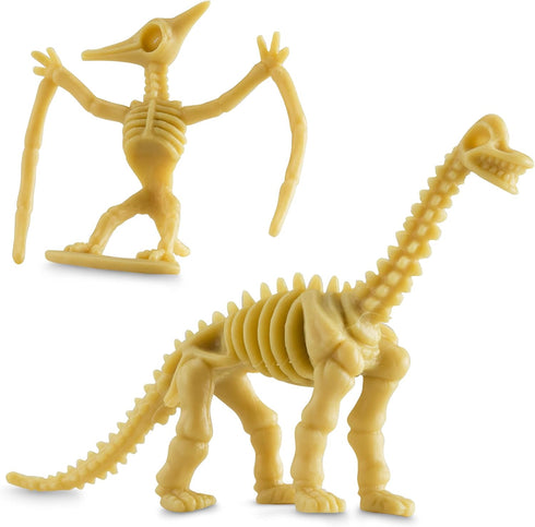 Bedwina Dinosaur Fossil Skeleton Pack of 24, 3.7 Inch Assorted Plastic Dino Figure Bones for Kids Science Dig Kit
