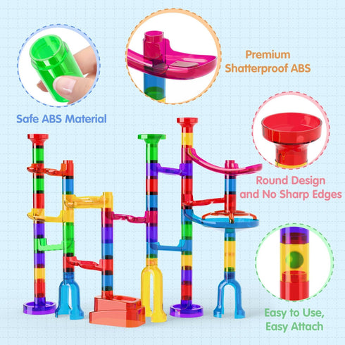 109Pcs 3-12 Marble Run, Marble Maze Game Building Toys for Kid, Upgrade Mable Track Race Construction STEM Learning