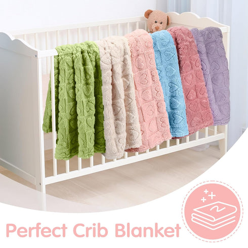 Hahafelt 6 Pack 30 40 Inches Cozy Baby Fleece Blanket Bulk Heart Checkered Baby Blanket x Soft Fuzzy Throw Blankets