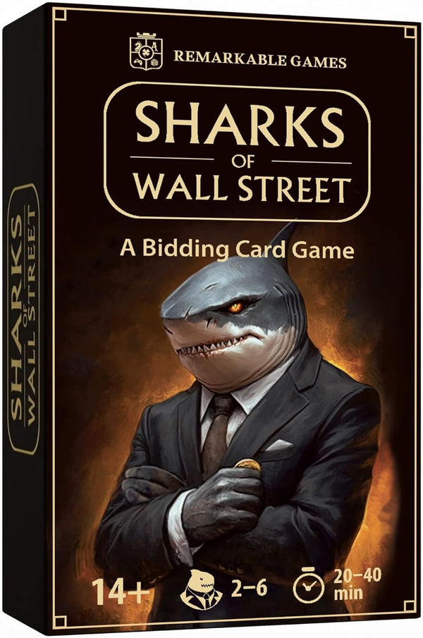 Sharks of Wall Street Auction Core Bidding Card Game Portable, Quick, Entertaining,