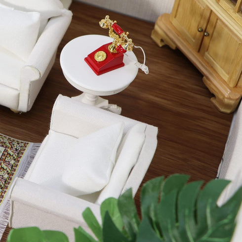 1 12 Dollhouse Couch with Pillow Scale Miniature Sofa Arm Chair Living Room Furniture Wooden Fabric Frame Single