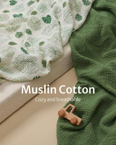 Pack Pack 2 Pack(Monstera&Dark Blissful Diary Muslin Mini Crib Sheets, and Play Mattress Sheets Fitted for N Play, Soft