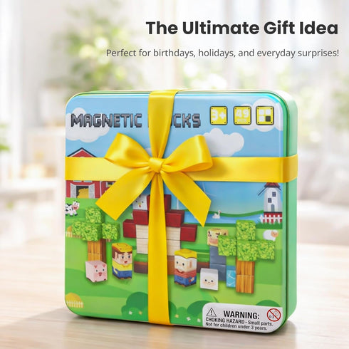 Blocks,49PCS 3+,Sensory Magnetic Magnetic Cubes Portable Magnetic Building Blocks with Metal Storage Box, Travel Toys